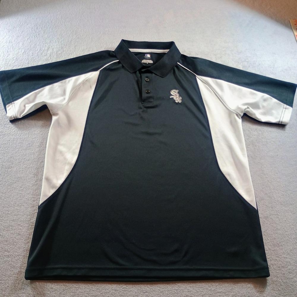 MLB Mens Chicago White Sox Polo Black XL Embroidered Logo Shirt Baseball Fan